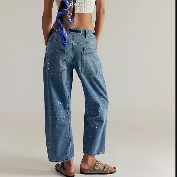 We The Free Moxie Pull-On Barrel Jeans Color: Timeless Blue - Picture 3 of 5